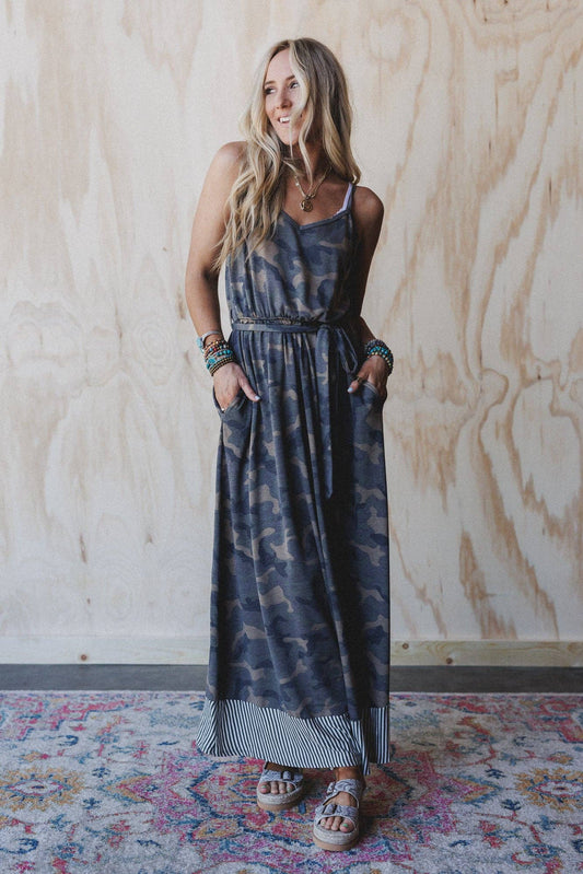 Three Bird Nest - Cadet Camo Print Dress - Olive Moss