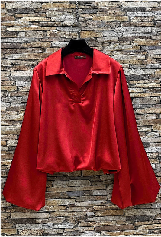 Red Satin Blouse