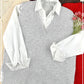 La Miel - MCS3589-Oversized Soft Knit Sweater Vest with Side Slit