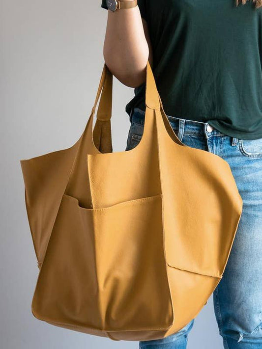 HIDDENBRAND - Faux leather XL XXL everything Tote Bag