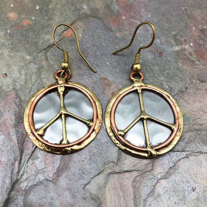 Anju Jewelry - Mixed Metal Earrings - Peace Sign