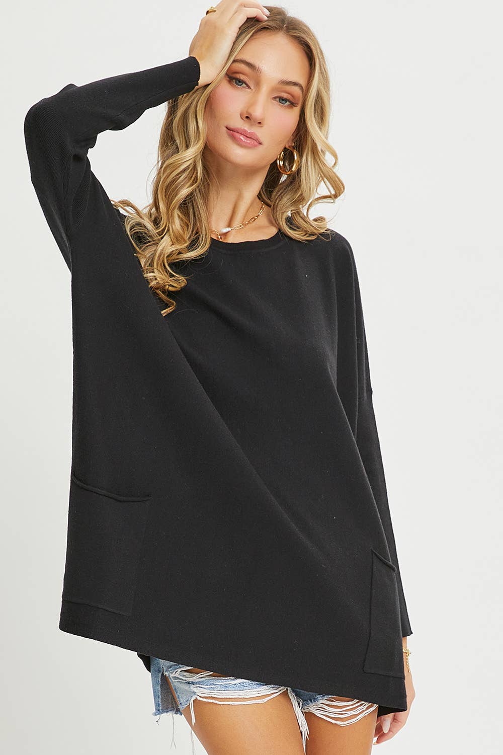 Sweet Lovely by Jen - OVERSIZE/LOOSE FIT ROUND NECK KNIT TOP