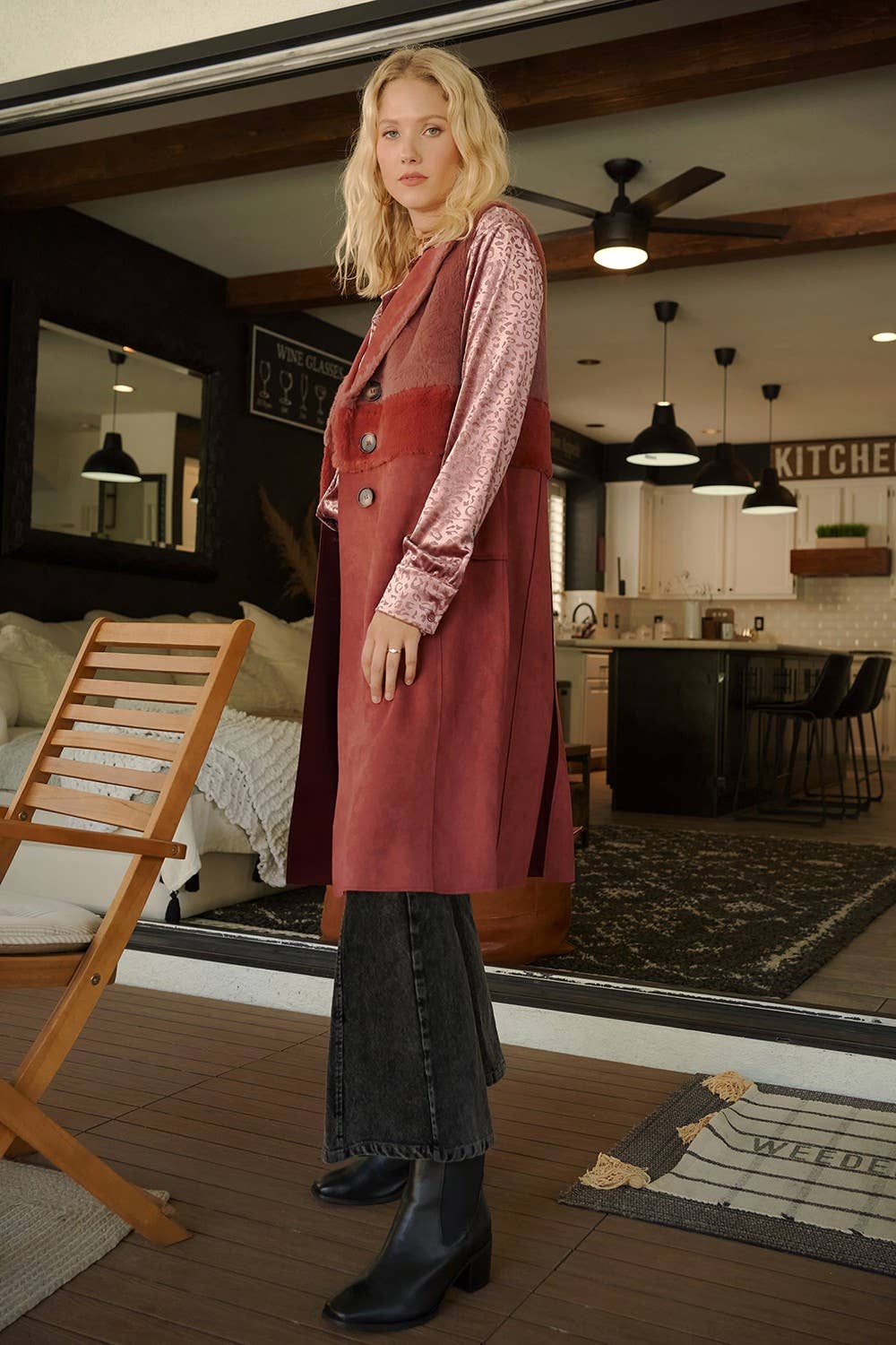 Mystree - Faux Fur Mix Coat