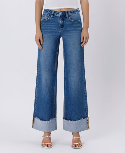 Lovervet by VERVET - HIGH RISE CUFFED WIDE JEANS LV1592