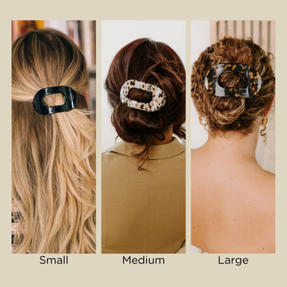 TELETIES - Round Flat Hair Clip | Med. | Jet Black