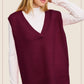 La Miel - MCS3589-Oversized Soft Knit Sweater Vest with Side Slit