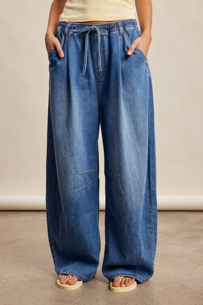 Listicle - Drawstring Wide-Leg Denim Pants LP0278