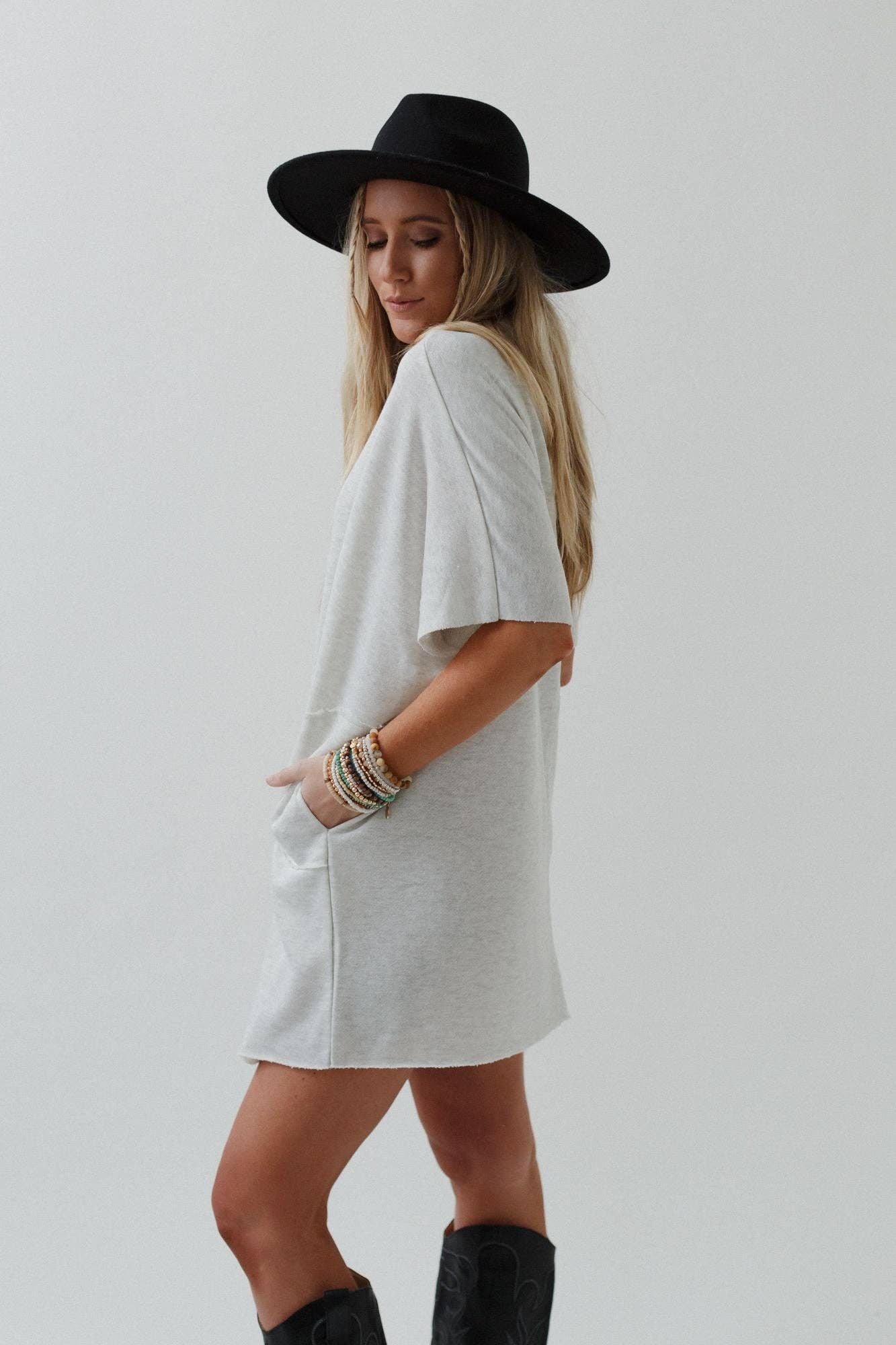 Three Bird Nest - Laid Back Luxe Dress - Light Heather Gray: XL