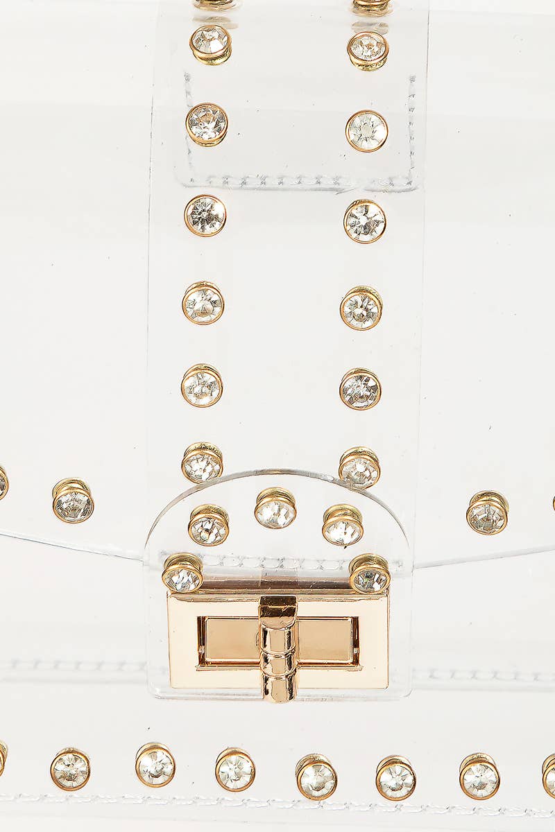 Anarchy Street - Transparent Rectangle Rhinestone Trim Bag