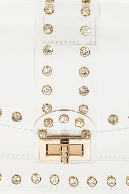 Anarchy Street - Transparent Rectangle Rhinestone Trim Bag