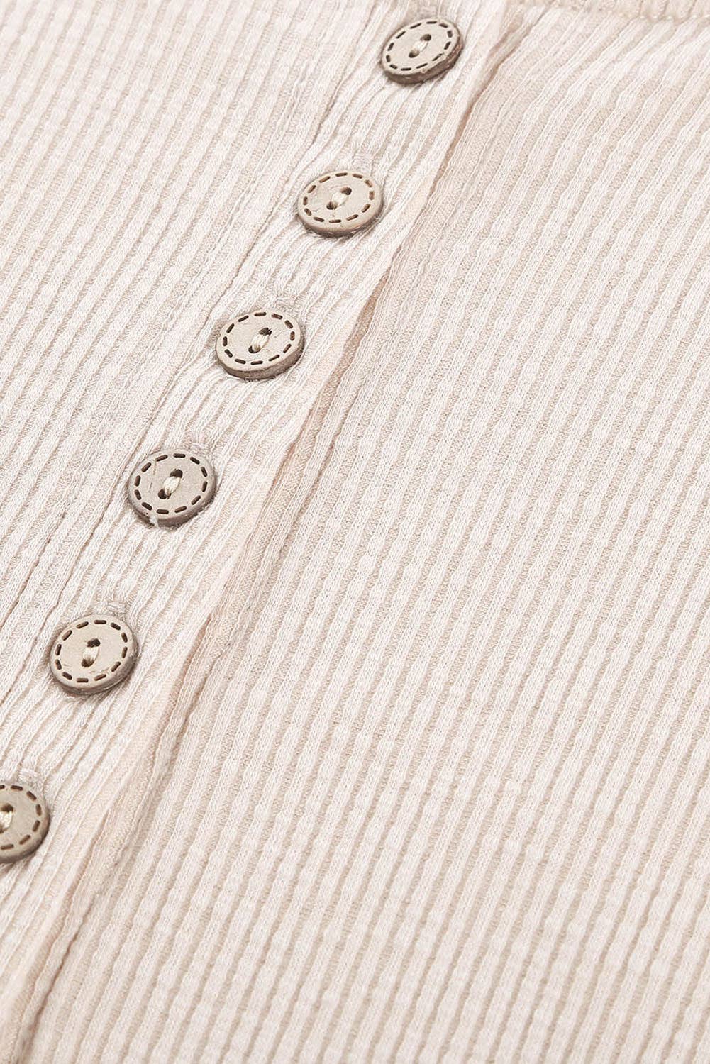 Lovesoft - Beige Crochet Lace Hem Sleeve Button Top