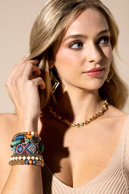 Urbanista - 7- Layer Decorative Seed Bead Stackable Bracelet