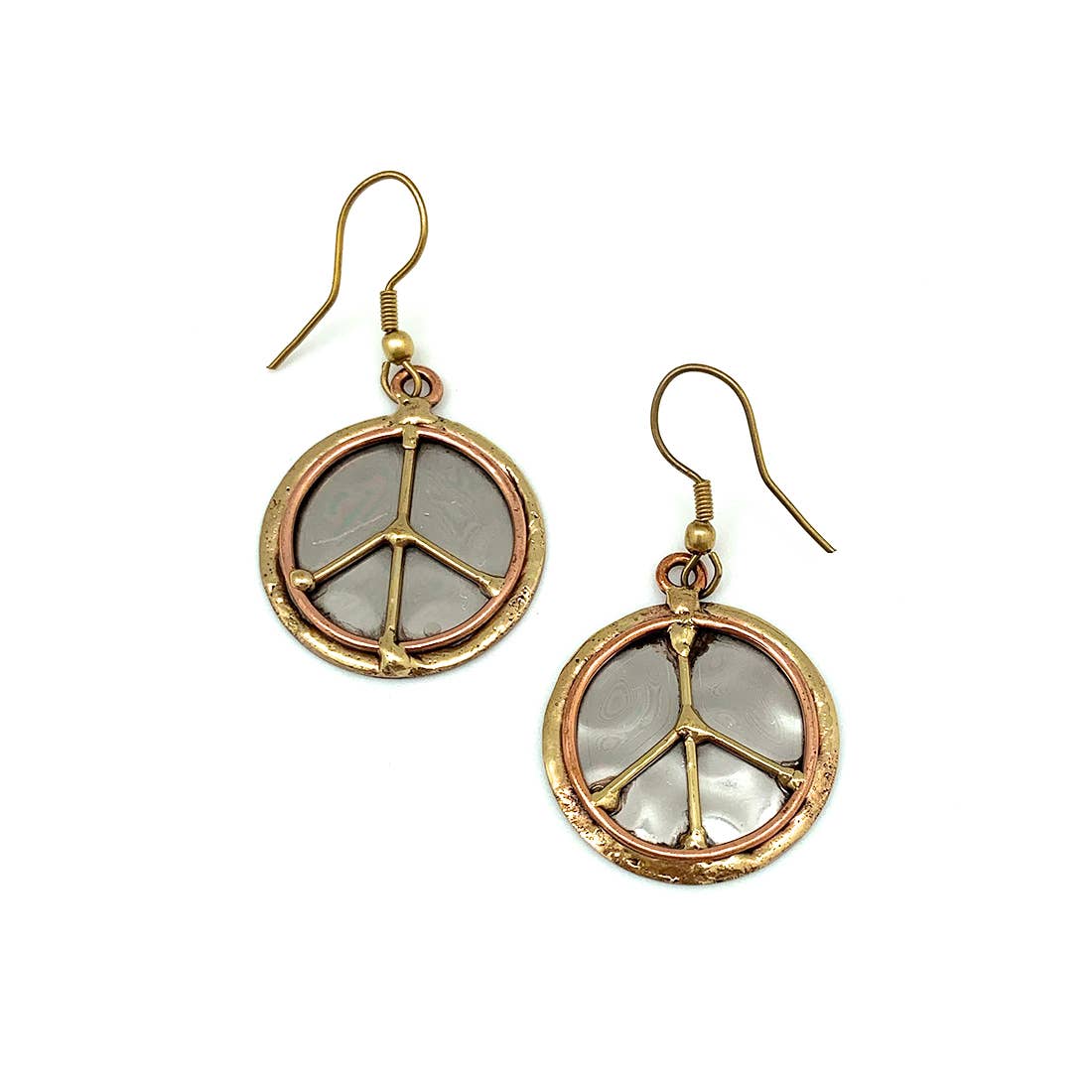 Anju Jewelry - Mixed Metal Earrings - Peace Sign