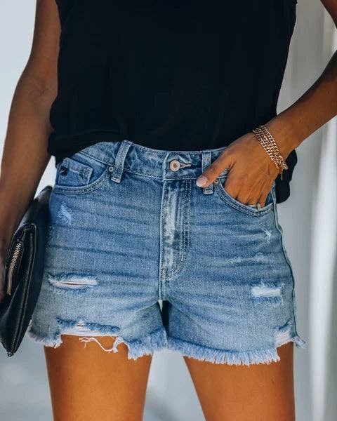 Lovesoft - Women's High-rise Ripped Stretch Summer Denim Shorts