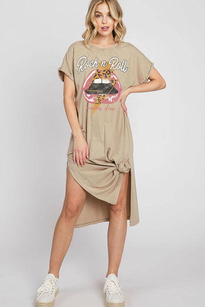 HRTandLUV - ROCK AND ROLL NEVER DIES MINERAL GRAPHIC DRESS