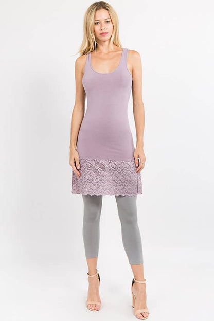 M.Rena - Reversible V-Scoop Tank Dress w/ Large Lace Hem