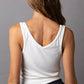 Pol Clothing - N-neck sleeveless ribbed solid basic top SALE: S / BLACK