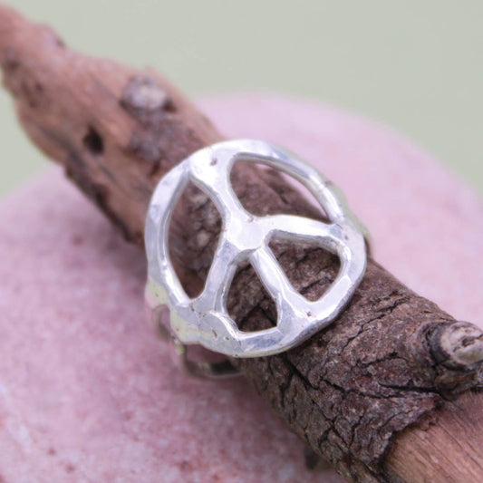 ZAD - Woodstock Vibes Silver Peace Sign Ring