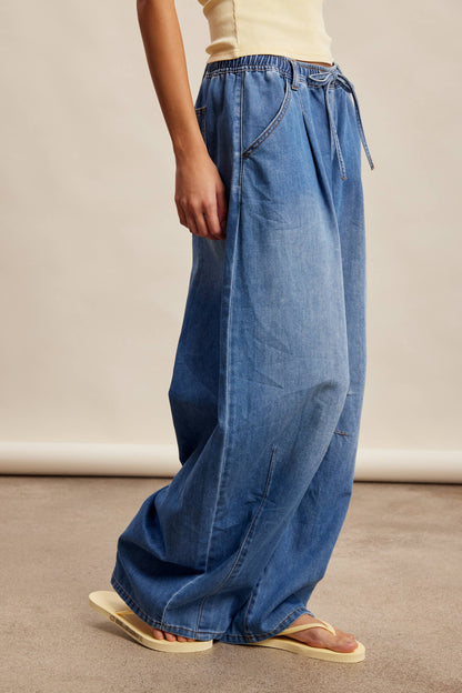 Listicle - Drawstring Wide-Leg Denim Pants LP0278