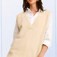 La Miel - MCS3589-Oversized Soft Knit Sweater Vest with Side Slit