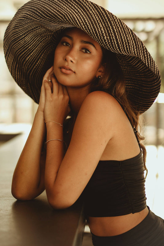 Shebobo - Monica 5" & 7" Wide Brim Melange Packable Straw Sun Hats