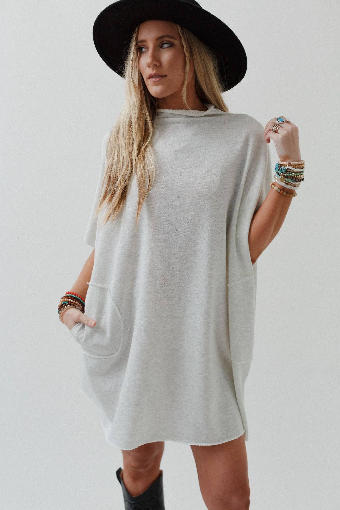 Three Bird Nest - Laid Back Luxe Dress - Light Heather Gray: XL