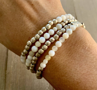 Nellie Pratt Artisan Jewelry - Trophy Wife- onyx fair trade silver stretch bracelet set