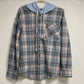 Plaid Hoodies Shacket Shirt Jacket