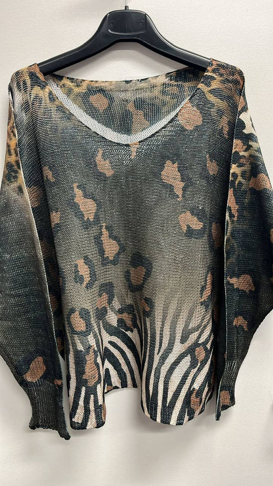 Olive Leopard V-Neck