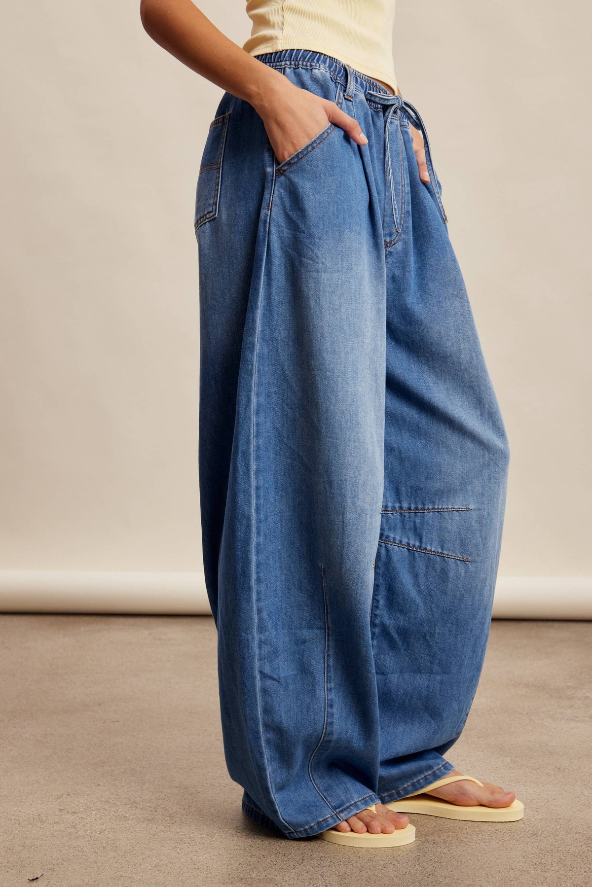 Listicle - Drawstring Wide-Leg Denim Pants LP0278