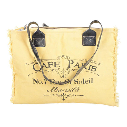 Clea Ray Canvas Bags & Clothing - Cafe Paris Yellow Tote