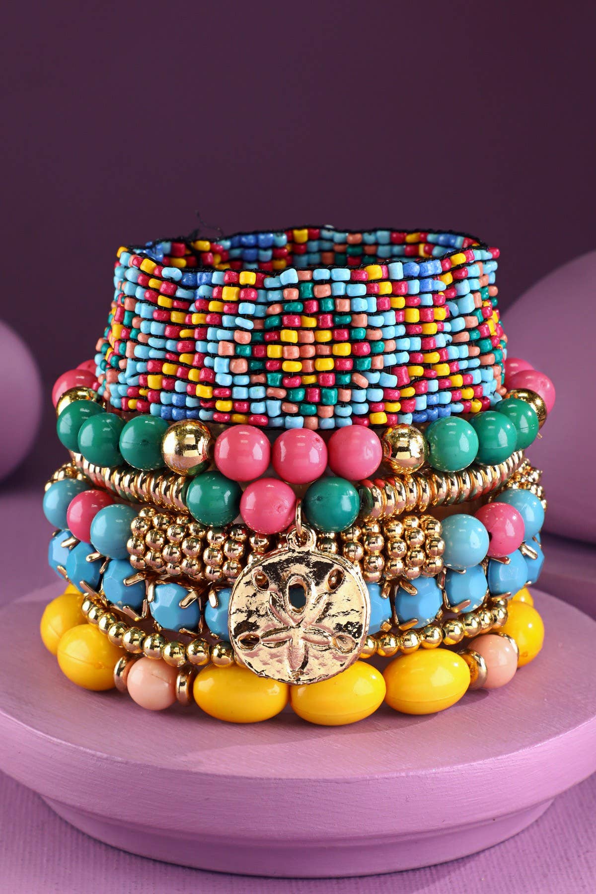 Urbanista - 7- Layer Decorative Seed Bead Stackable Bracelet