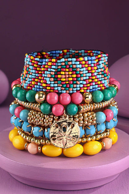 Urbanista - 7- Layer Decorative Seed Bead Stackable Bracelet