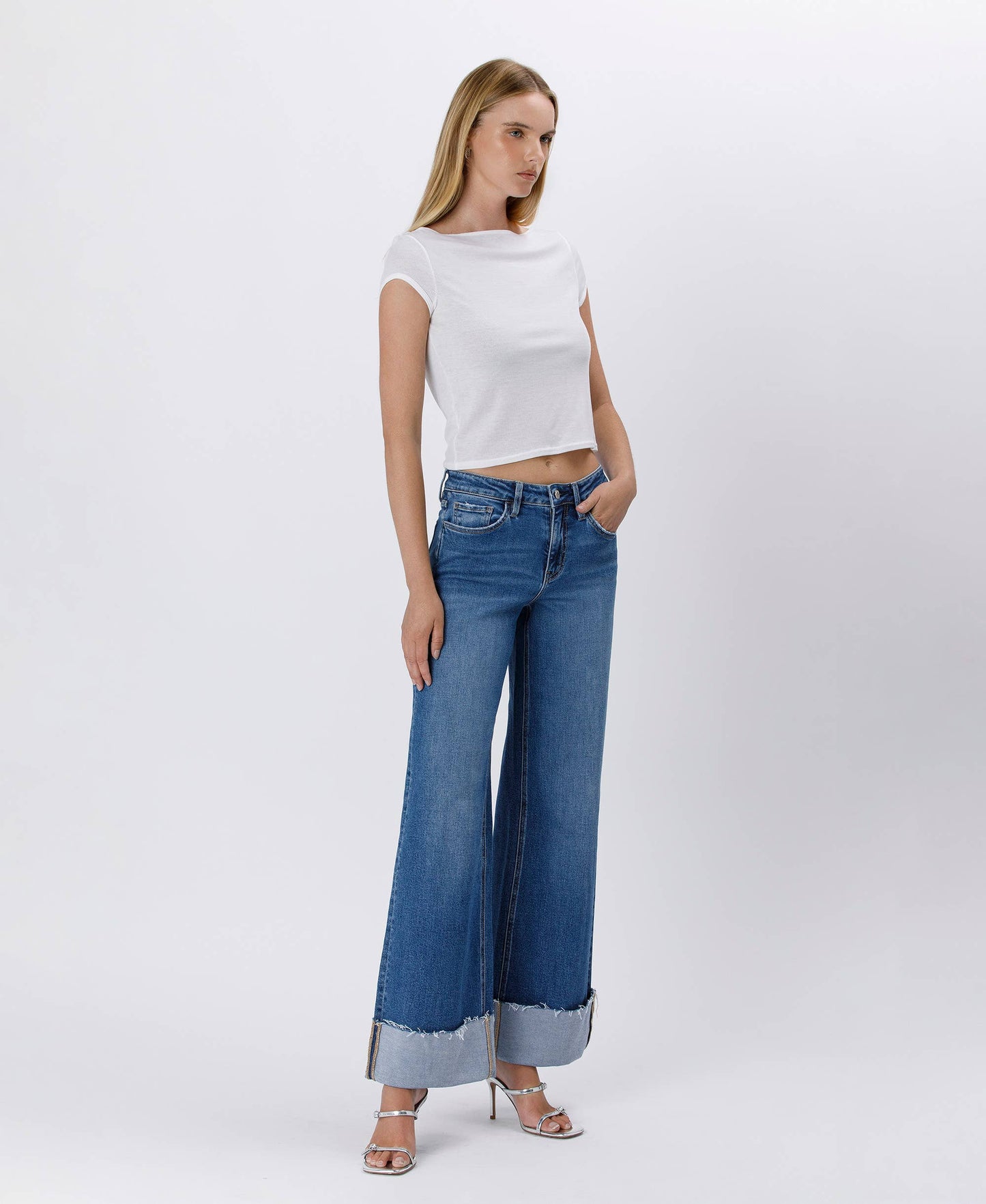 Lovervet by VERVET - HIGH RISE CUFFED WIDE JEANS LV1592