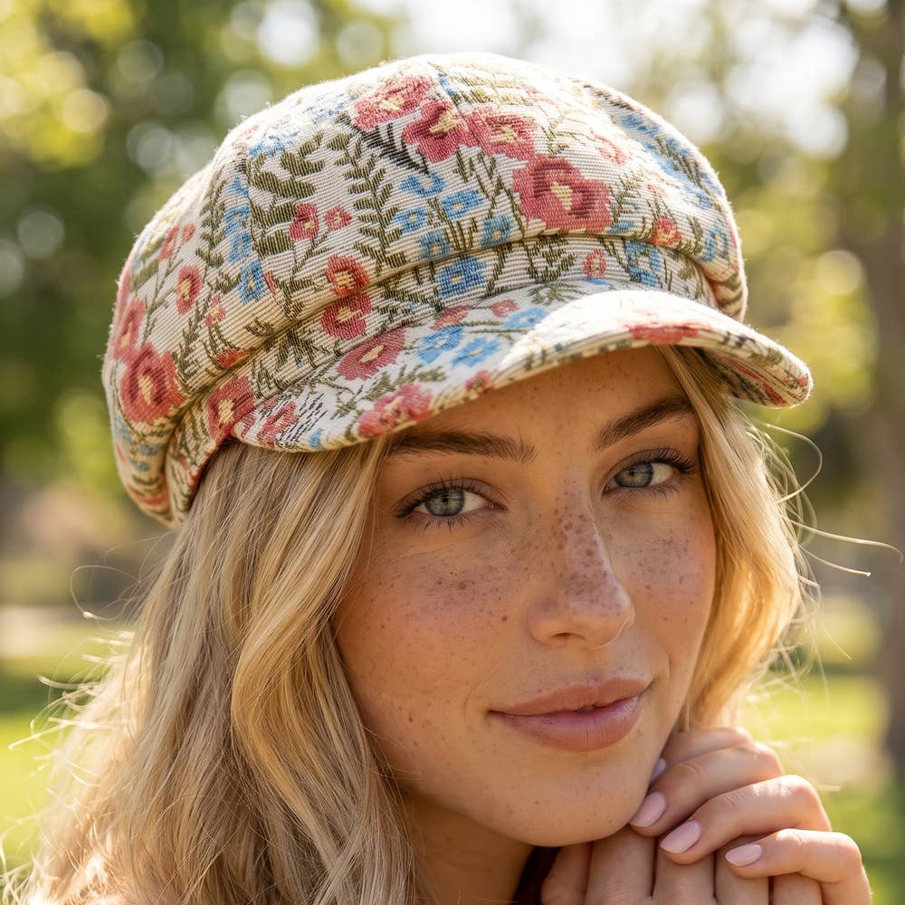 Anarchy Street - Floral Tapestry Newsboy Cabbie Hat