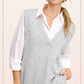 La Miel - MCS3589-Oversized Soft Knit Sweater Vest with Side Slit