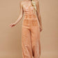 WISTERIA LANE - BOHO MINERAL WASH WIDE LEG DENIM JUMPSUIT