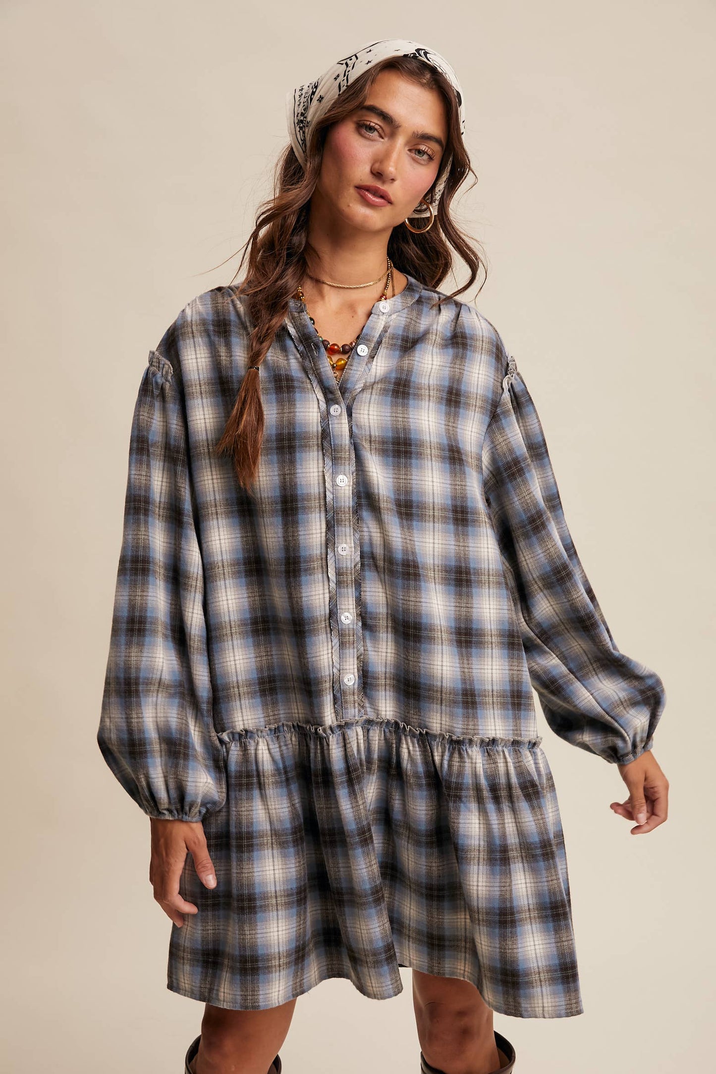Listicle - Plaid Drop-Waist Mini Dress
