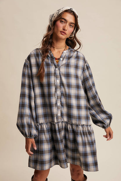 Listicle - Plaid Drop-Waist Mini Dress