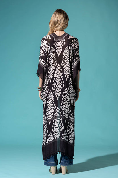 Urbanista - Damask Print Kimono with Sleeves
