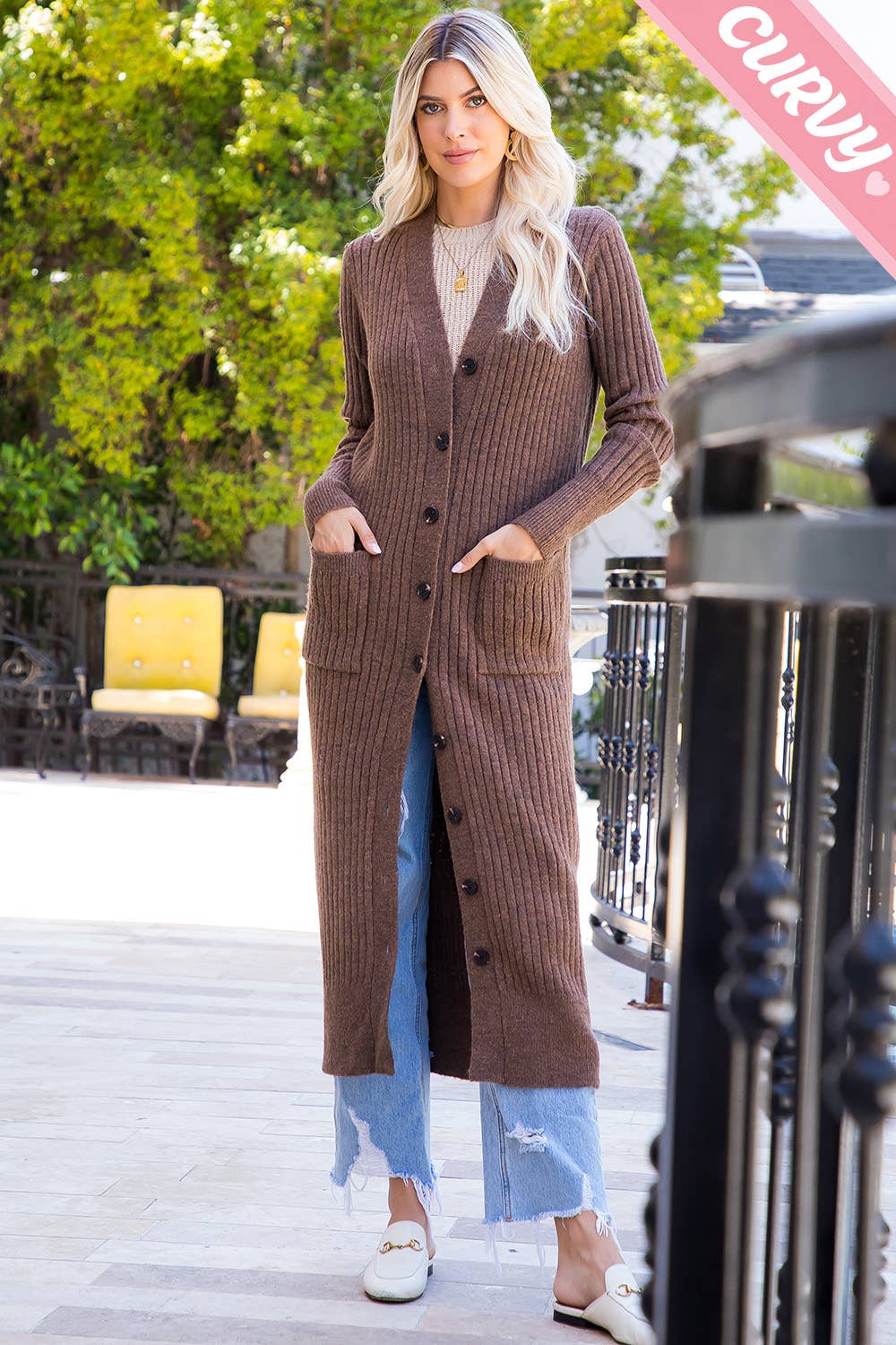 Sweet Lovely by Jen - PLUS SIZE COZY KNIT SWEATER LONG CARDIGAN