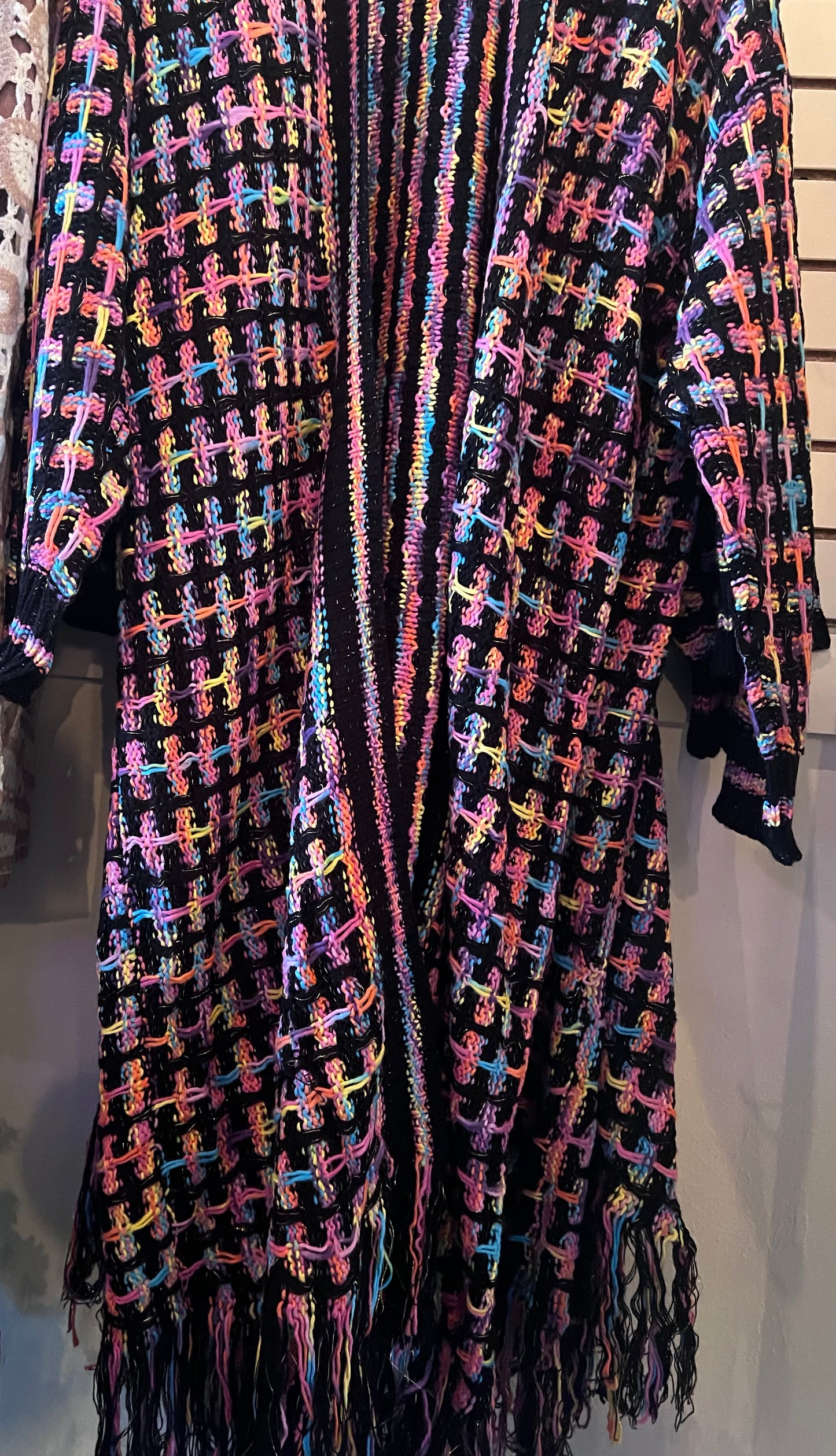 Tassel Color-Block Long Cardigan