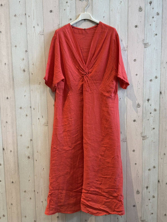 Linen & More - REF 17368 100% LINEN KNOT BREAST DRESS