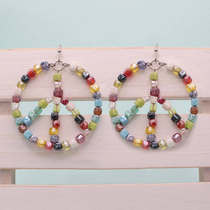 ZAD - Living in Harmony Multi Bead Peace Sign Earring