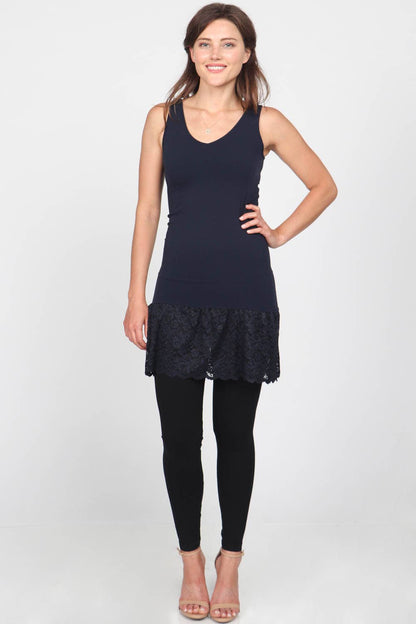 M.Rena - Reversible V-Scoop Tank Dress w/ Large Lace Hem