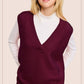 La Miel - MCS3589-Oversized Soft Knit Sweater Vest with Side Slit