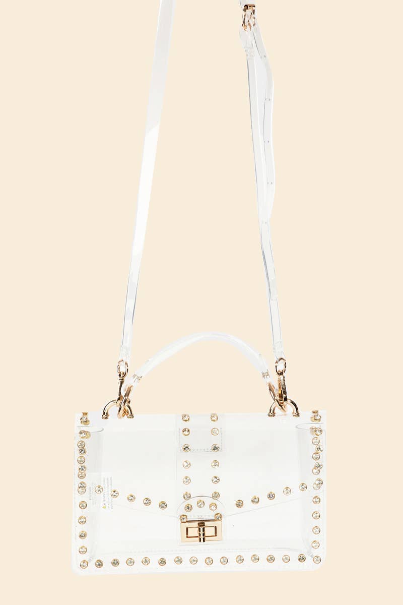 Anarchy Street - Transparent Rectangle Rhinestone Trim Bag