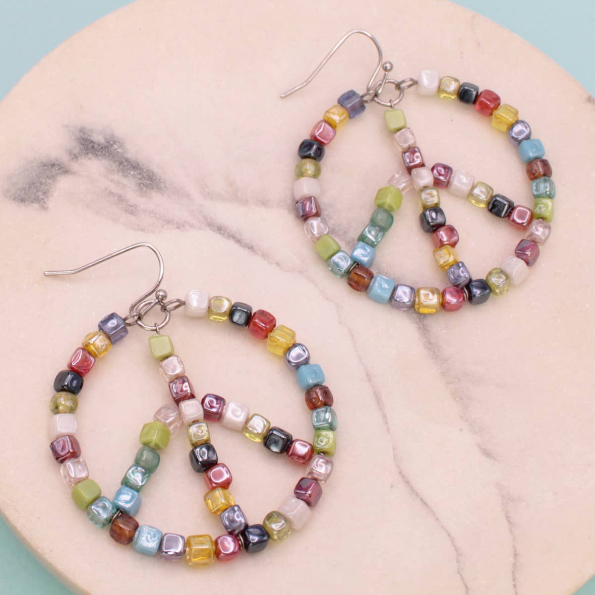 ZAD - Living in Harmony Multi Bead Peace Sign Earring