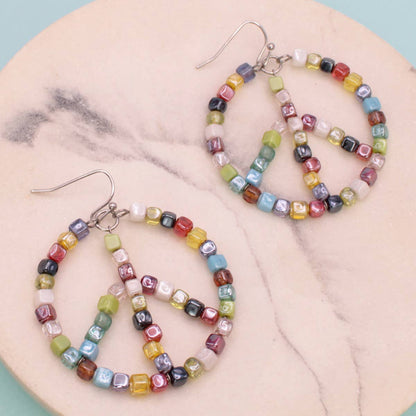 ZAD - Living in Harmony Multi Bead Peace Sign Earring