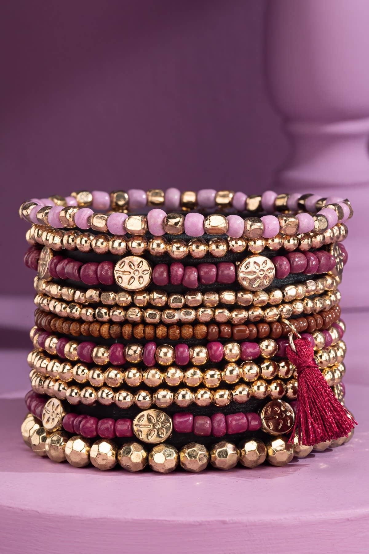Urbanista - 12 Layered Mixed Bead Stretch Bracelet Set